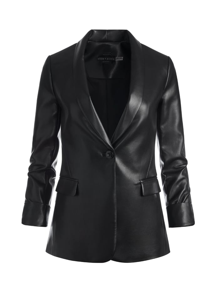 MACEY VEGAN LEATHER BLAZER - BLACK image 5 - Alice And Olivia