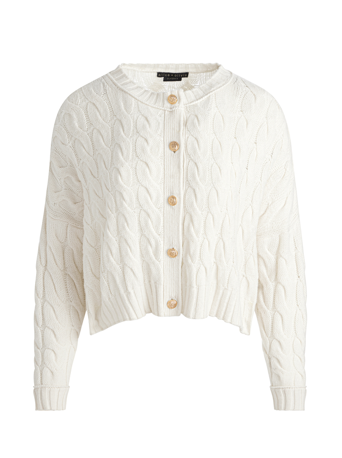 CECILIE CABLEKNIT CARDIGAN - ECRU image 6 - Alice And Olivia