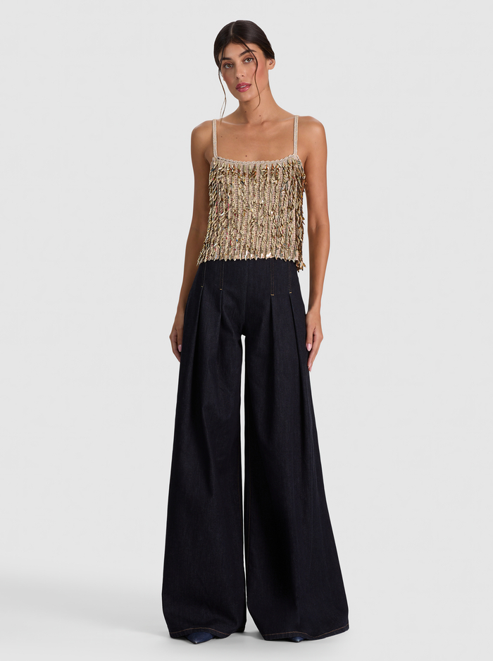 NICOLETTE SEQUIN TANK - SAND/GOLD image 1 - ALICE + OLIVIA
