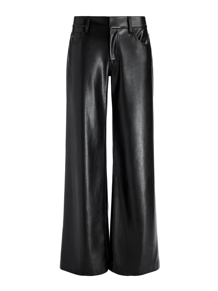 TRISH VEGAN LEATHER WIDE LEG PANT - BLACK image 5 - Alice And Olivia
