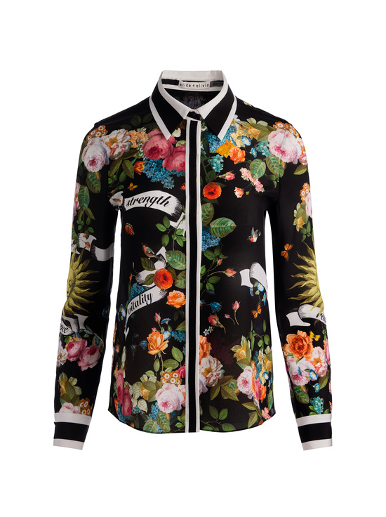 SOLAR STRENGTH BLACK-WILLA SILK BLOUSE