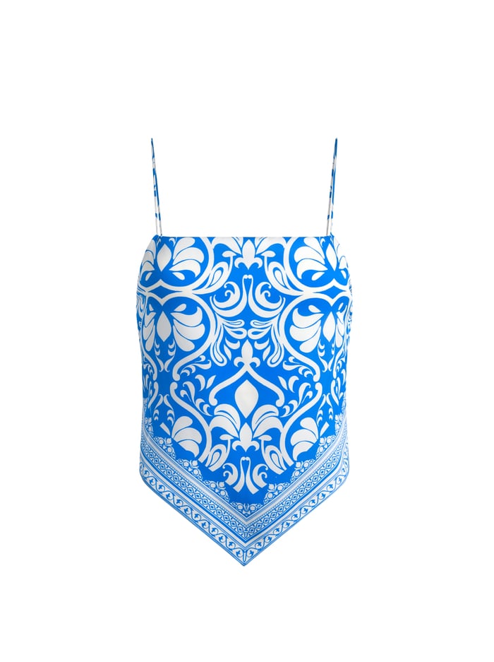 YURI SCARF TOP - SOIREE TRUE BLUE image 5 - Alice And Olivia