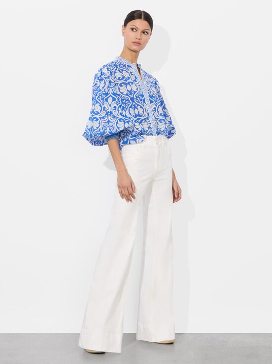 SOIREE TRUE BLUE-APRIL PRINTED BLOUSE