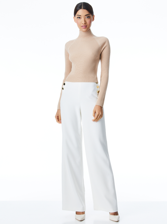 IRENA MOCK NECK CROPPED PULLOVER - ALMOND image 2 - ALICE + OLIVIA