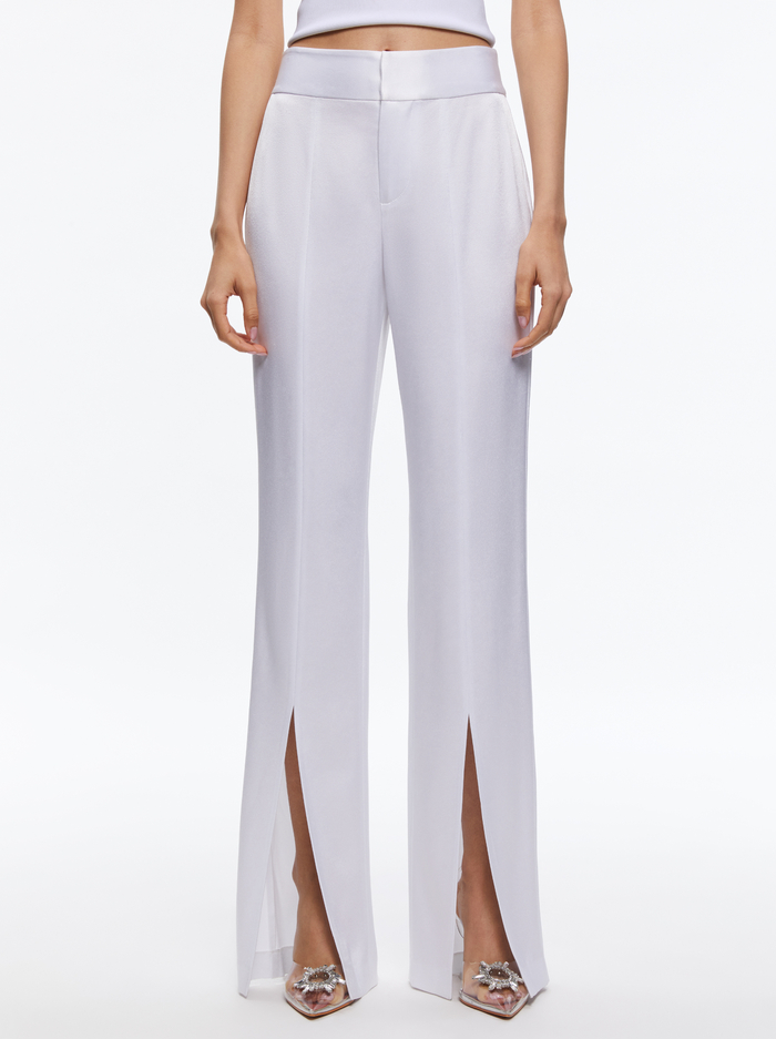 JODY HIGH WAISTED FRONT SLIT PANT - WHITE - Alice And Olivia
