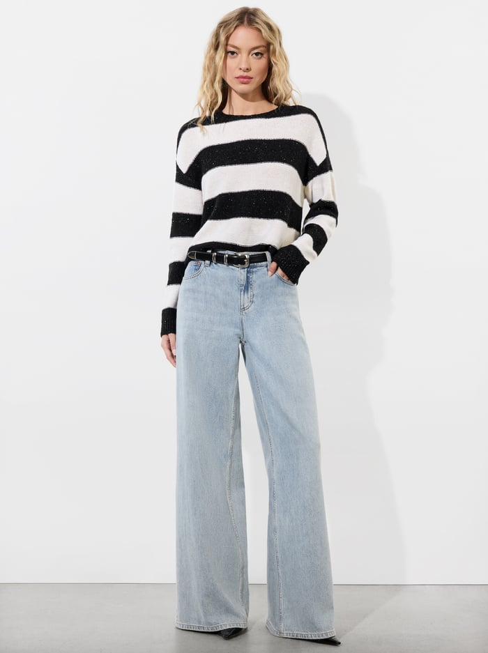 JACQUES SEQUIN PULLOVER - SOFT WHITE/BLACK image 1 - Alice And Olivia