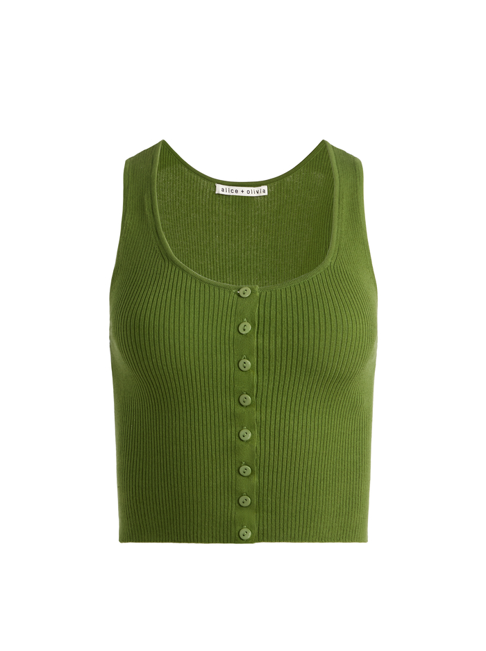 DARYN BUTTON THROUGH CROPPED TANK - AVOCADO image 5 - Alice And Olivia