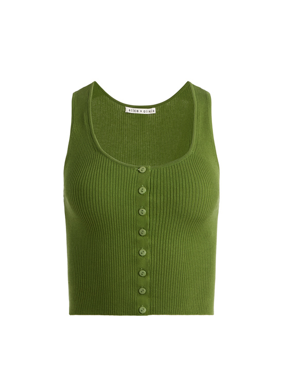 AVOCADO-DARYN BUTTON THROUGH CROPPED TANK