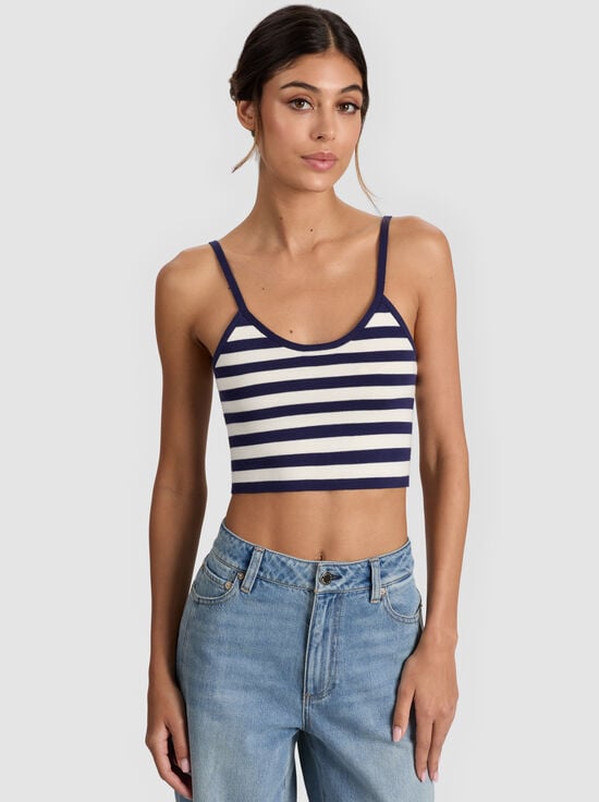 INDIGO/SOFT WHITE-MAUDE STRIPED BRALETTE