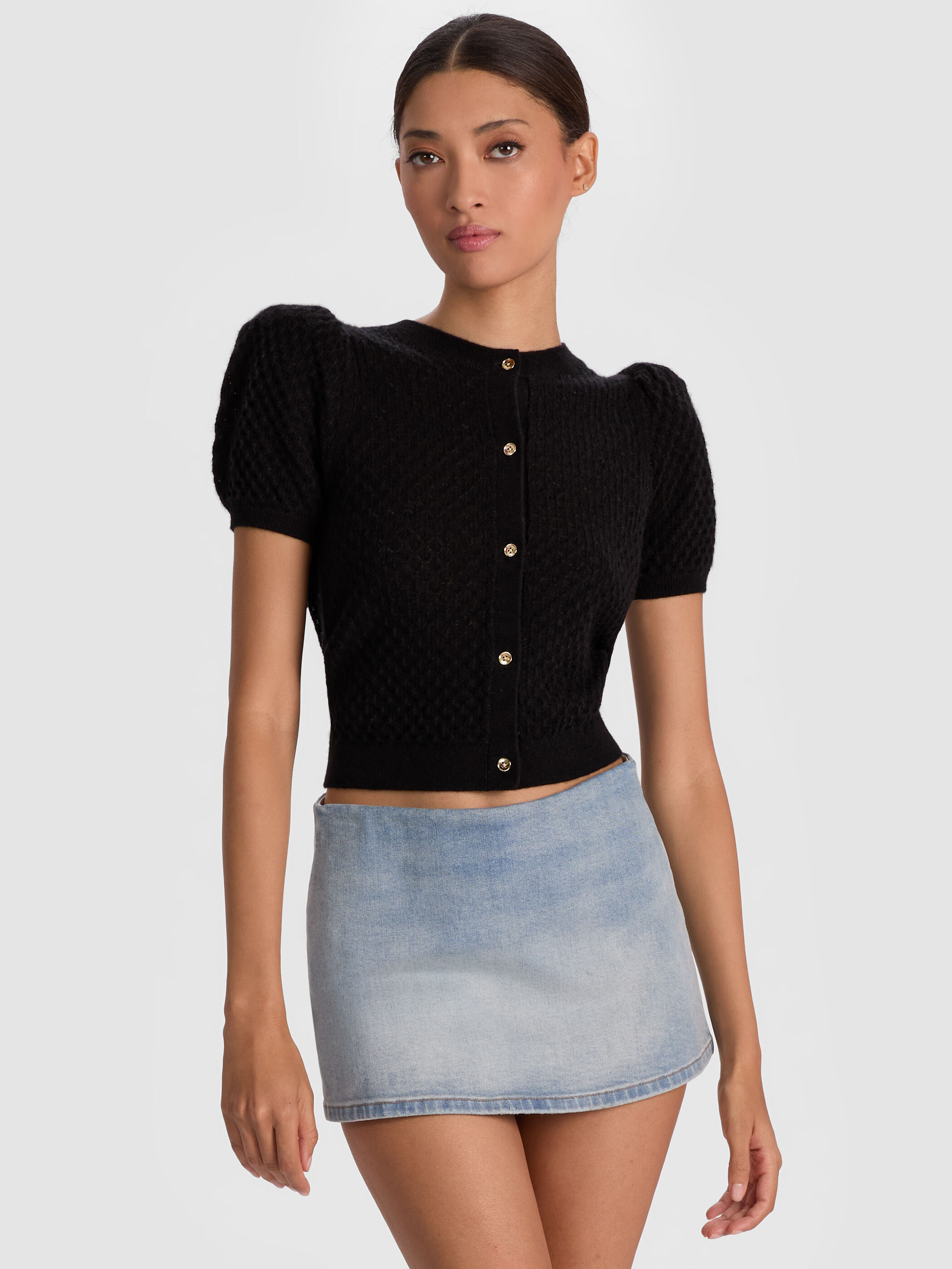 Sabine Cashmere Cardigan In Black | Alice + Olivia