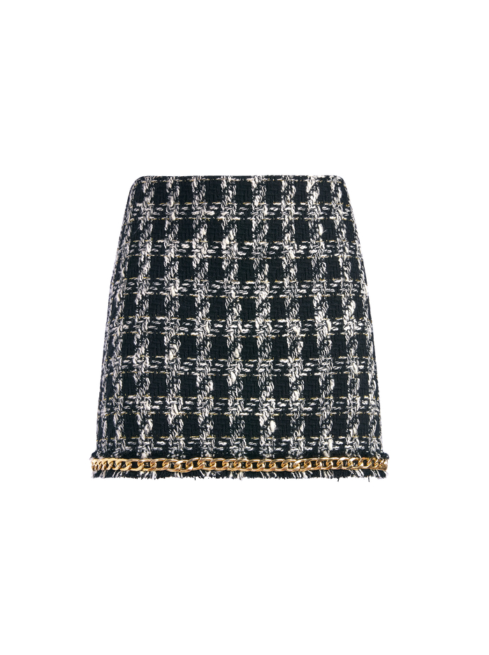 ELANA CHAIN TRIM MINI SKIRT - BLACK/WHITE image 5 - Alice And Olivia