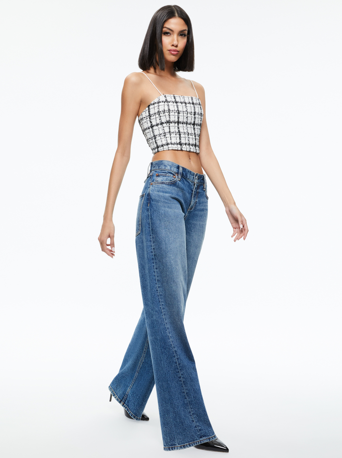 CERESI TWEED CROP TOP - OFF WHITE/BLACK image 2 - Alice And Olivia