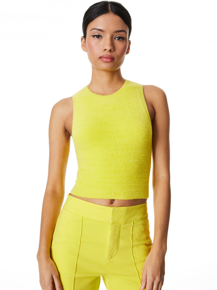 AMITY SLEEVELESS CROPPED TANK - CANARY - Alice And Olivia