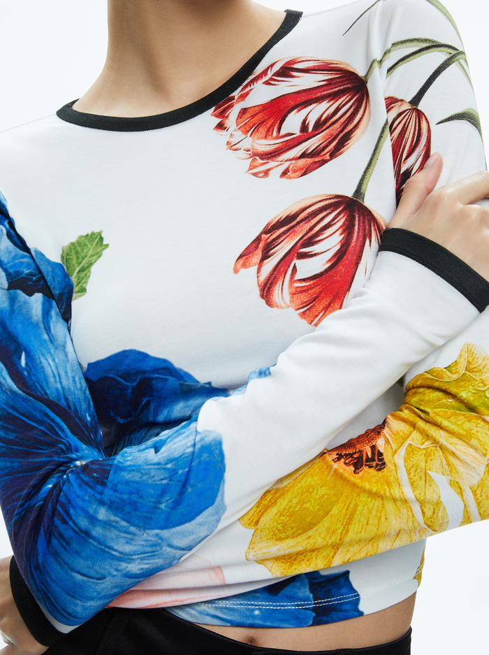 DELAINA LONG SLEEVE CROP TOP - LE PARISIEN image 3 - Alice And Olivia