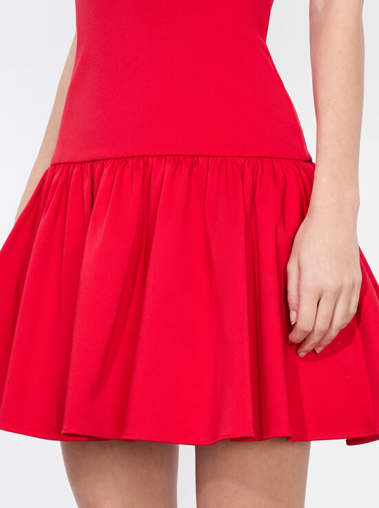 BRIGHT RUBY-ORIANA DROP WAIST MINI DRESS