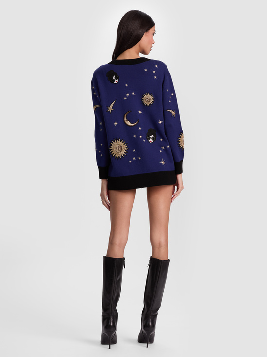 MIDNIGHT MULTI-BRADFORD CELESTIAL STACEFACE CARDIGAN