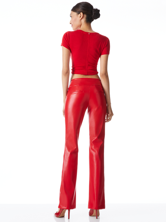OLIVIA VEGAN LEATHER BOOTCUT PANT - PERFECT RUBY image 1 - Alice And Olivia