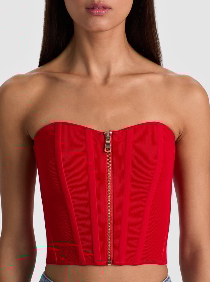 TASHA ZIP FRONT CORSET - PERFECT RUBY image 3 - Alice And Olivia