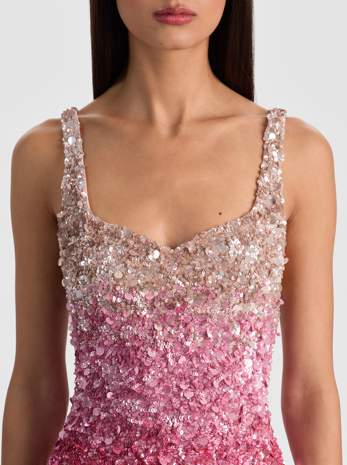 EVE EMBELLISHED MINI DRESS - ASCENDENT OMBRE DEEP PINK image 2 - ALICE + OLIVIA