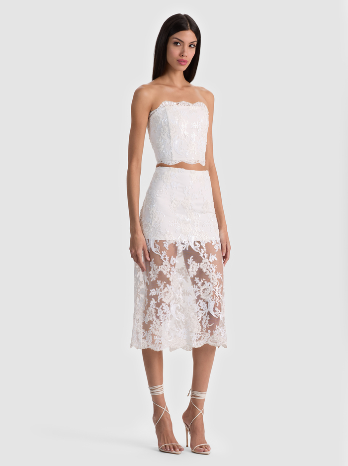 MEDINE EMBELLISHED LACE MIDI SKIRT - OFF WHITE image 4 - ALICE + OLIVIA