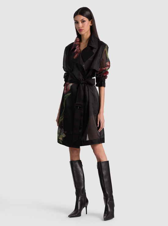 SOFT TULIP BLACK-SILVIA SHEER MIDI TRENCH