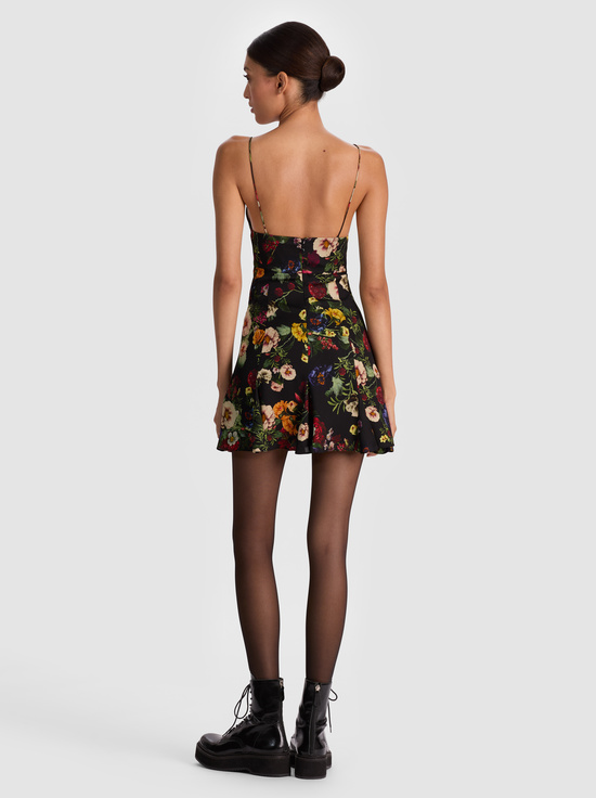 MAGIC GARDEN BLACK-JULIETTA MINI SLIP DRESS