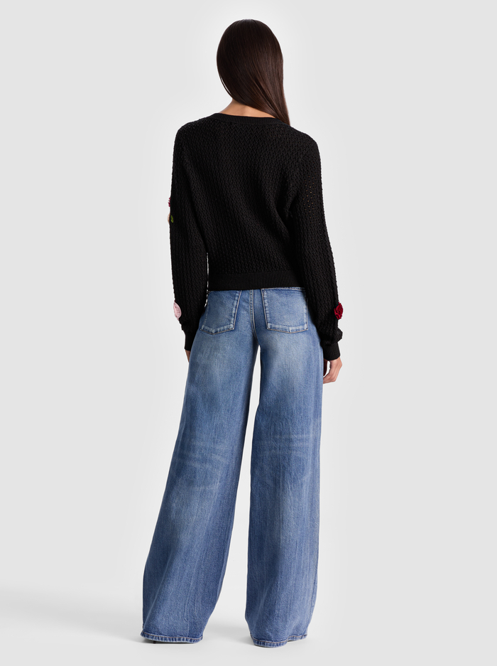 DOLLIE FLORAL CARDIGAN - BLACK MULTI image 3 - Alice And Olivia