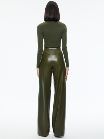 OLIVE-POMPEY VEGAN LEATHER PANT