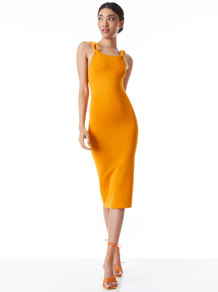ALINA MIDI DRESS WITH CORD STRAPS - TANGERINE - Alice And Olivia