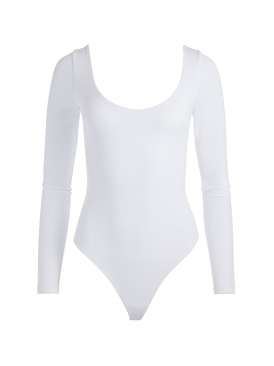 OFF WHITE-RHYS RIBBED BALLET BODYSUIT