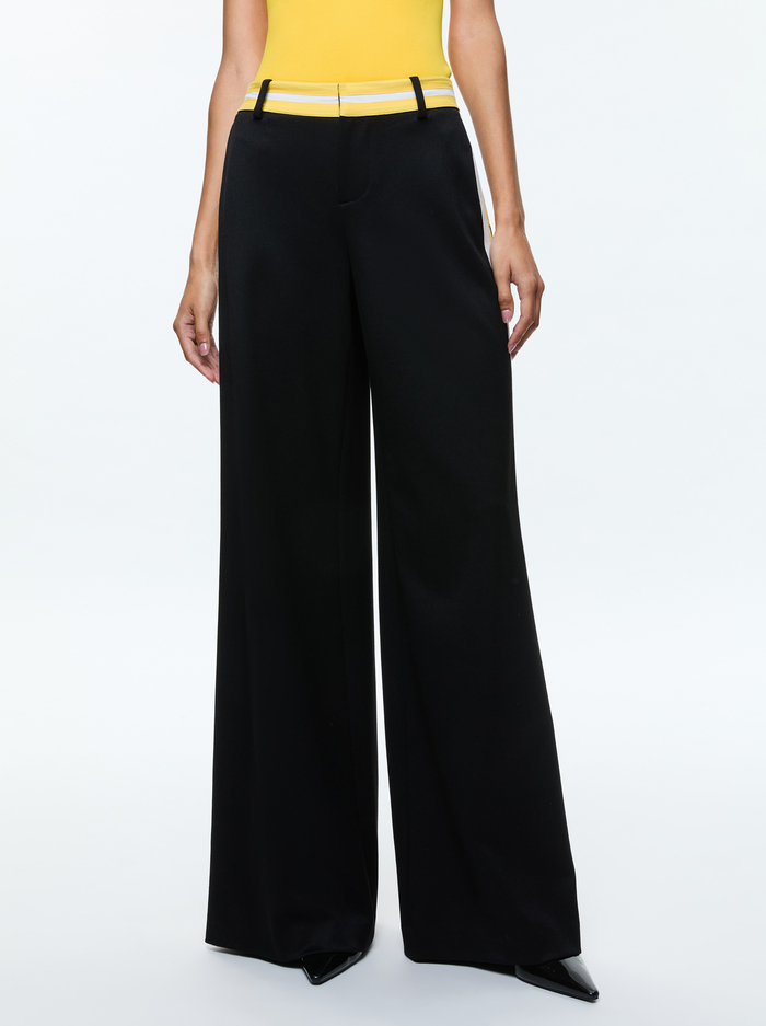 ERIC PANT - BLACK/MUSTARD SEED/WHITE - Alice And Olivia