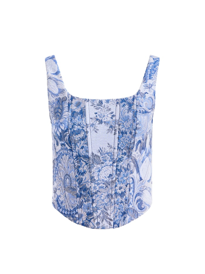 BRESLIN CORSET TOP - BLUE MULTI image 5 - Alice And Olivia