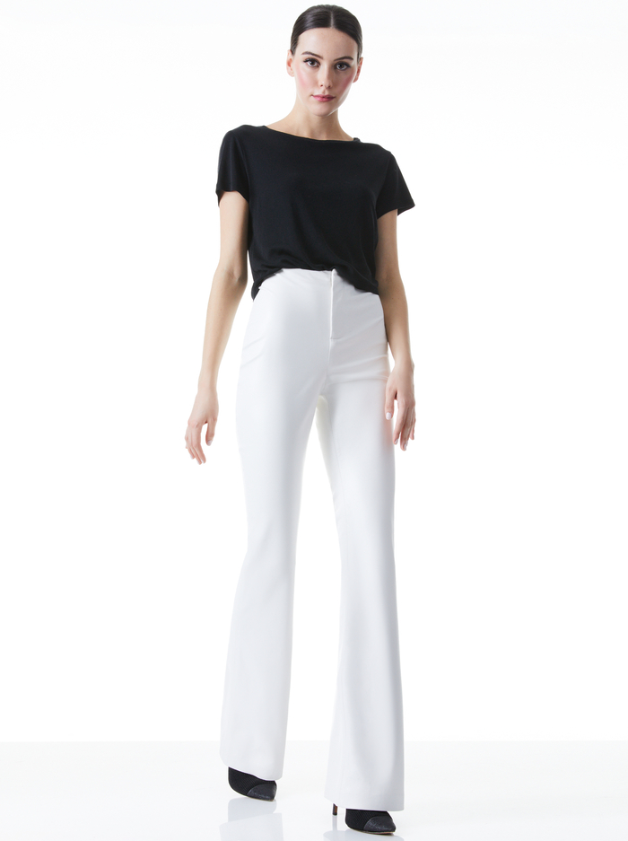 TEENY VEGAN LEATHER FLARE PANT - OFF WHITE image 4 - Alice And Olivia
