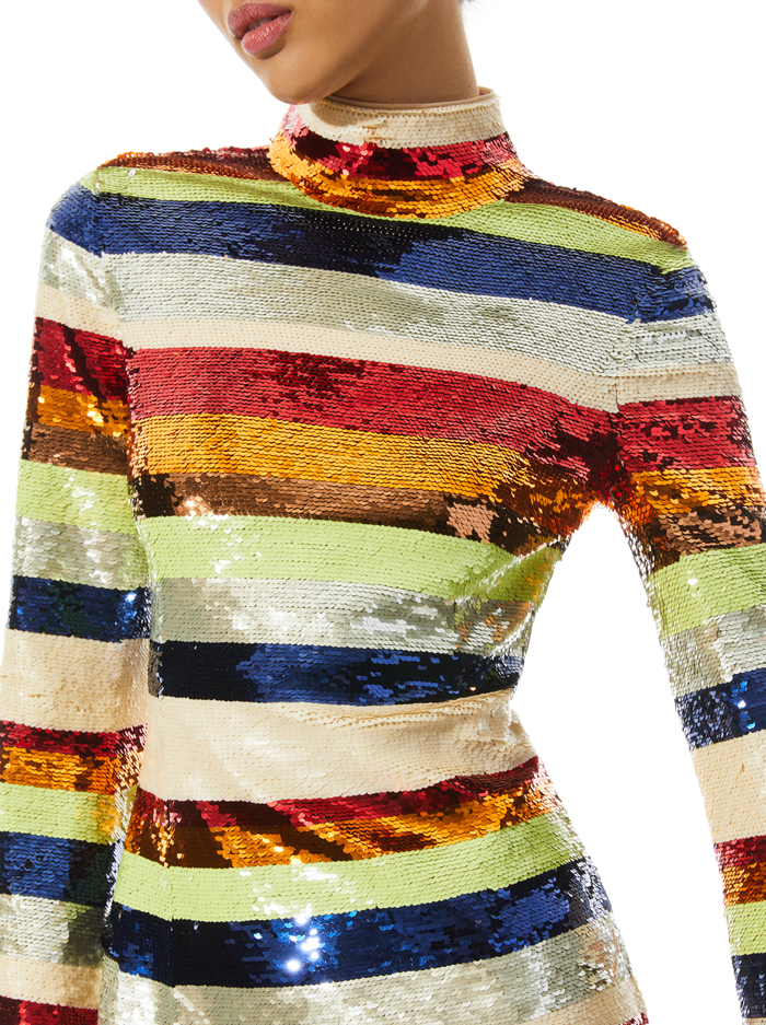 MAILYNN SEQUIN MINI DRESS - STRIPE MULTI image 3 - Alice And Olivia