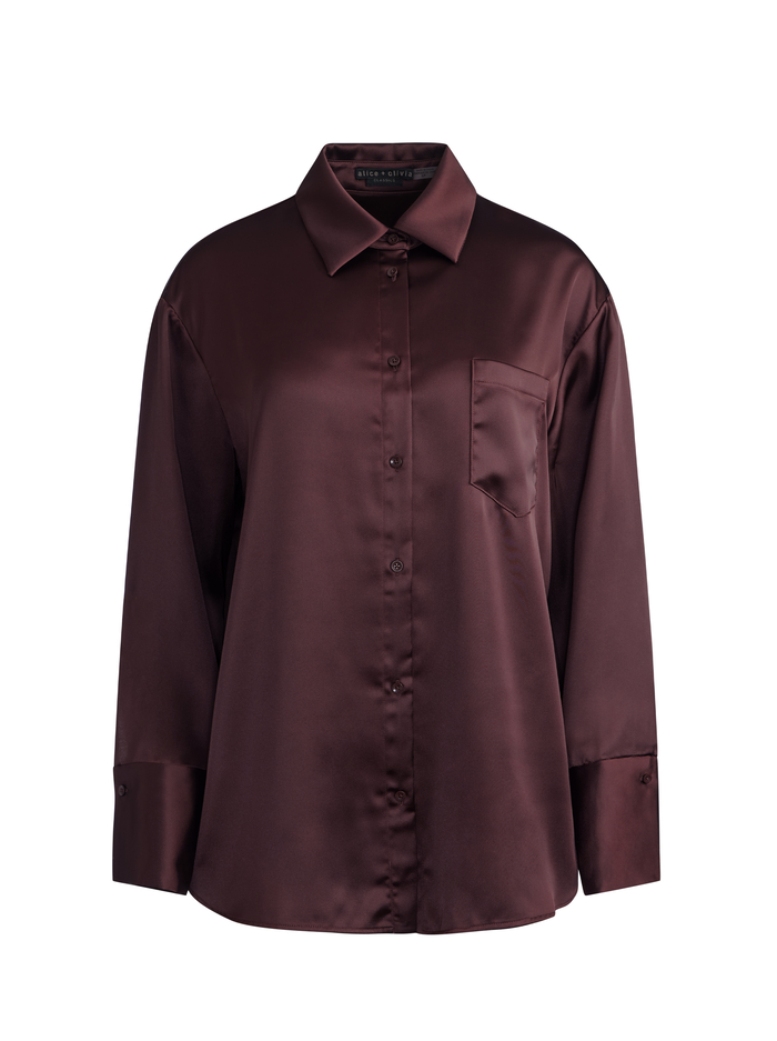 FINELY OVERSIZED BUTTON DOWN SHIRT - TOFFEE image 5 - Alice And Olivia