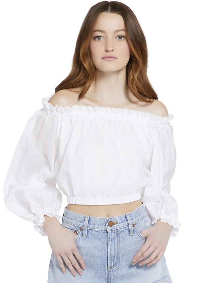 OLGA OFF THE SHOULDER CROP TOP - WHITE image 1 - Alice And Olivia