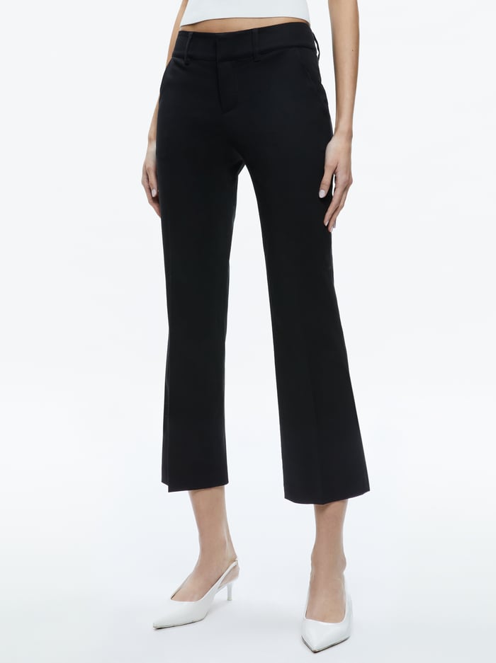 JANIS LOW RISE CROPPED FLARE PANT - BLACK - Alice And Olivia