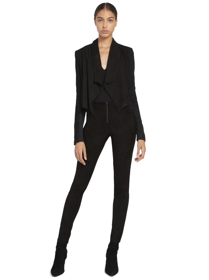 FRONT ZIP SUEDE LEGGING - BLACK image 4 - ALICE + OLIVIA
