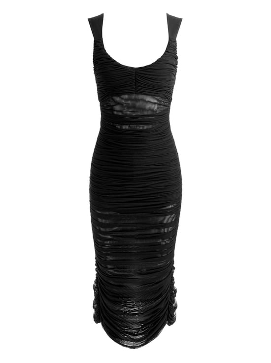 BLACK-RENEE SHEER MIDI DRESS