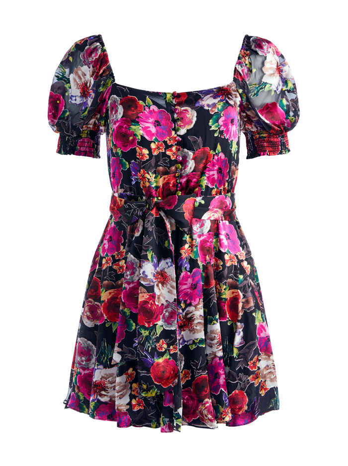 MINA PUFF SLEEVE MINI DRESS - MIDNIGHT ROSE image 5 - Alice And Olivia