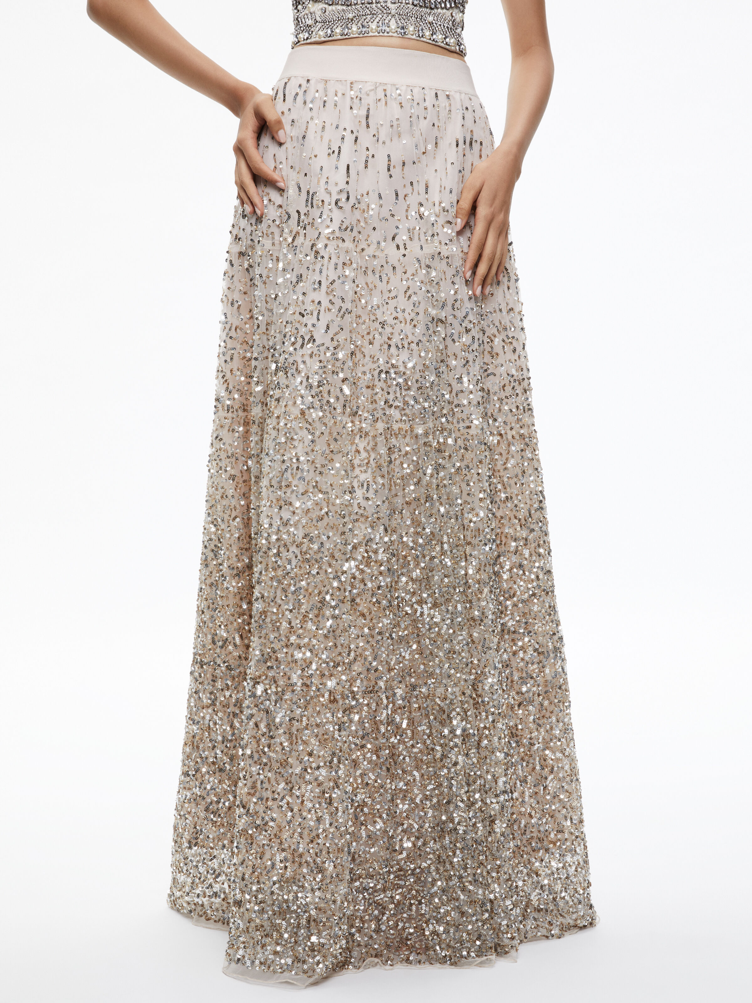 Scallop Beaded And Embellished Midi Skirt | Karen Millen