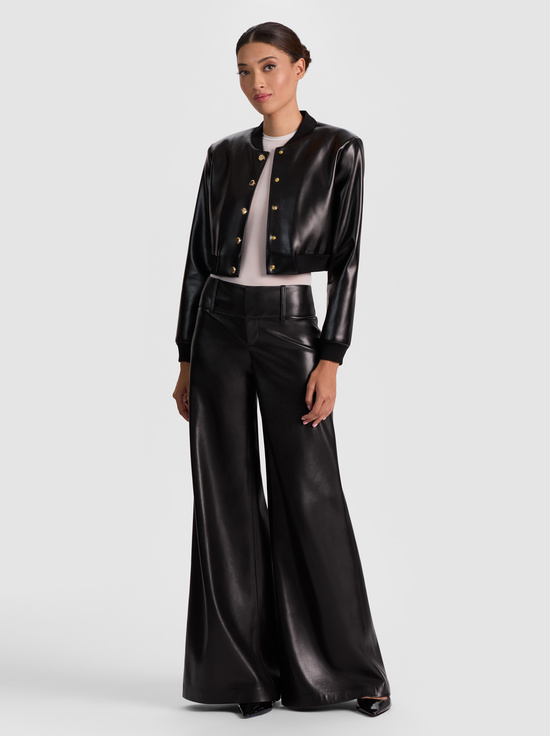 BLACK-OLIVIA VEGAN WIDE LEG PANT
