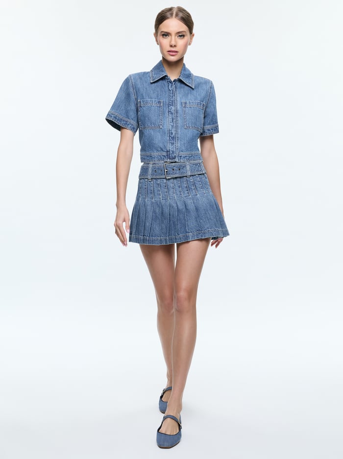 TESHA DENIM TOP - AVERY BLUE image 1 - Alice And Olivia