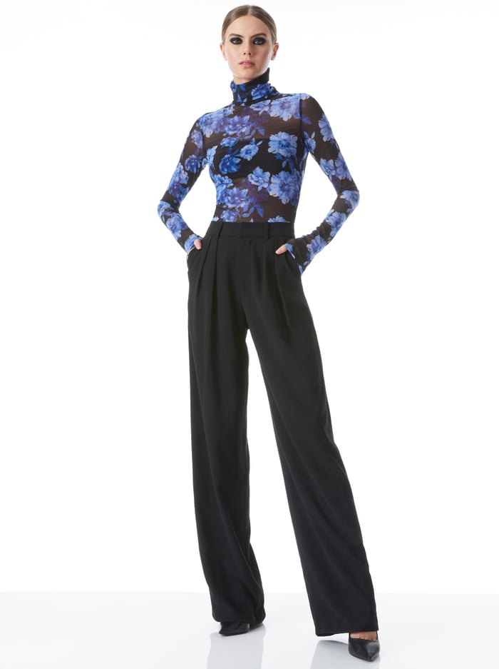 DELAINA LONG SLEEVE TURTLENECK MESH TOP - DREAM FLORAL ROYALTY image 4 - Alice And Olivia