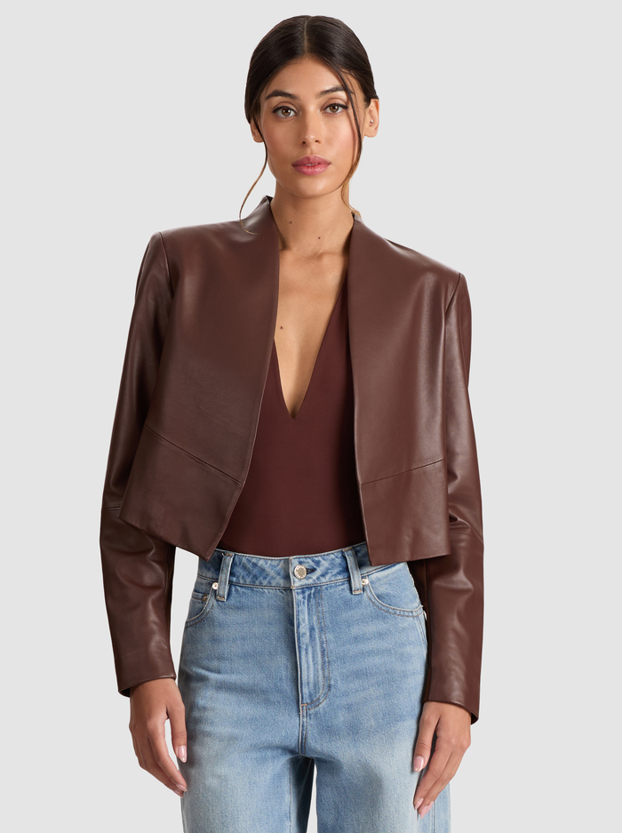 NEW HARVEY LEATHER JACKET - MOCHA - Alice And Olivia