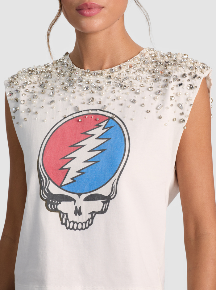 A+O X GRATEFUL DEAD MICAH MUSCLE TANK - OFF WHITE/MULTI image 4 - Alice And Olivia