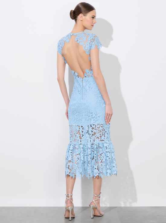 MINERAL BLUE-CLOVER OPEN BACK DRESS