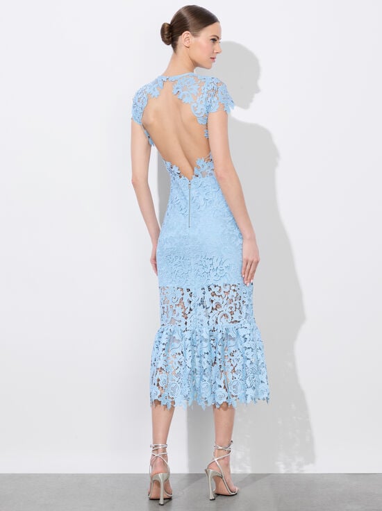 MINERAL BLUE-CLOVER OPEN BACK DRESS
