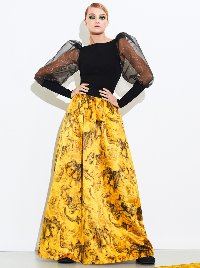 TINA LONG BALL GOWN SKIRT - ANGELO COLLAGE SAFFRON image 7 - Alice And Olivia