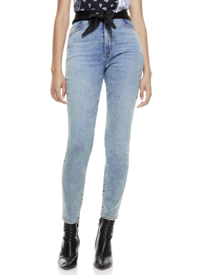 GOOD LEATHER TIE WAIST SKINNY JEAN - OUT OF THE BLUE - Alice And Olivia